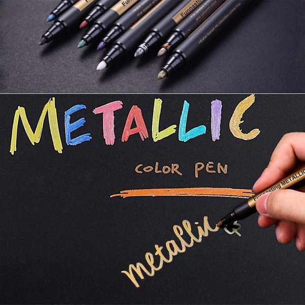 Metalliska markörpennor, rolig set med 10 olika färger Målningspennor Konstmarkör för korttillverkning, scrapbooking