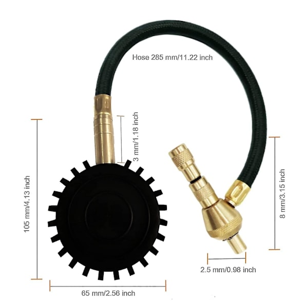 Däcktrycksmätare för däckavluftning, 2 i 1 professionell bildäckstrycksmätare 75psi med specialchuck för 4x4 stora terrängdäck