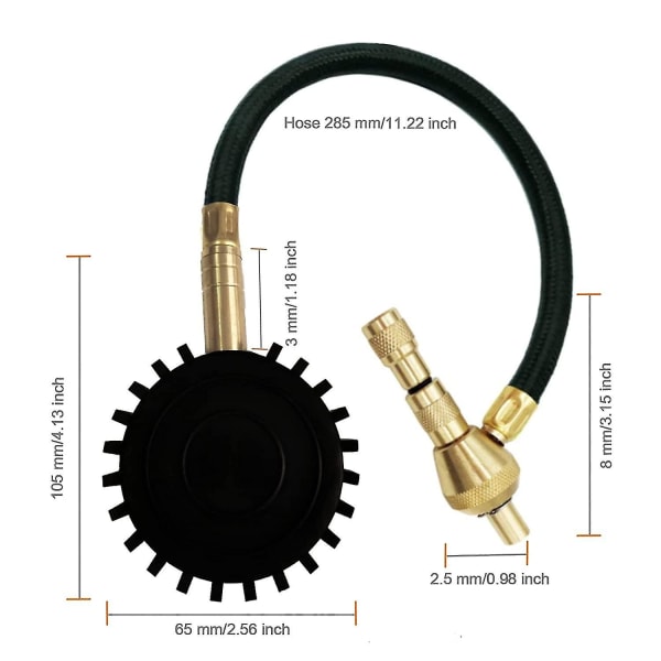 Dæk Deflator Trykmåler, 2 I 1 Professionel Bil Dæk Trykmåler 75psi Med Special Chuck Til 4x4 Store Offroad Dæk
