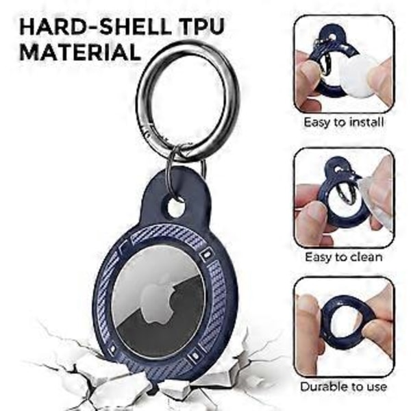AHASTYLE WG40 Apple AirTag Bluetooth Tracker TPU-kotelo Suojakuori Rengaslukolla Midnight Blue