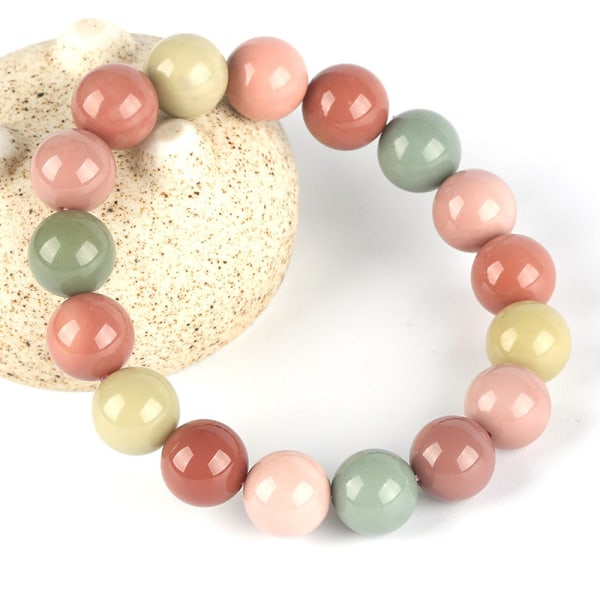 Naturlig Alxa Agat Macaron Armbånd (Samlerkvalitet 8mm)