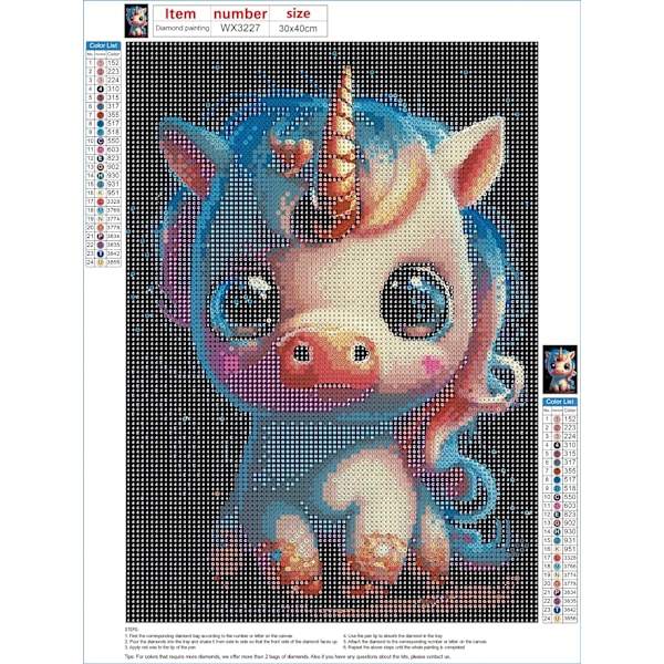 30x40CM/12x16 Tuuman DIY 5D Söpö Yksisarvinen Timanttimaalauspakkaukset