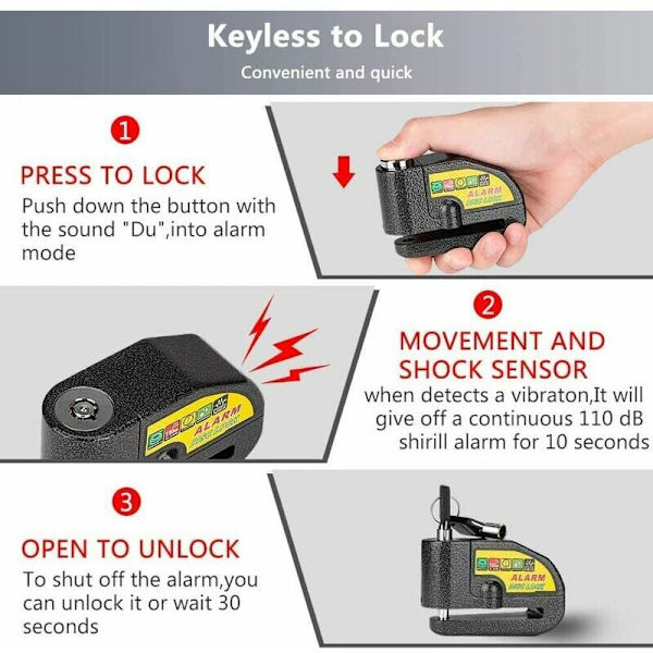 Motorsykkel Anti-tyveri Alarm Disk Blokk Scooter Disk Lås Disk Loc