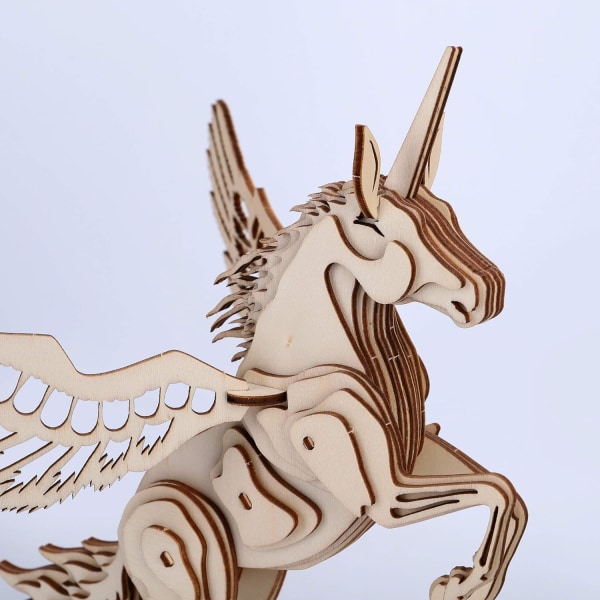 3D träpussel trä Unicorn Model Kit för vuxna tonåringar att bygga