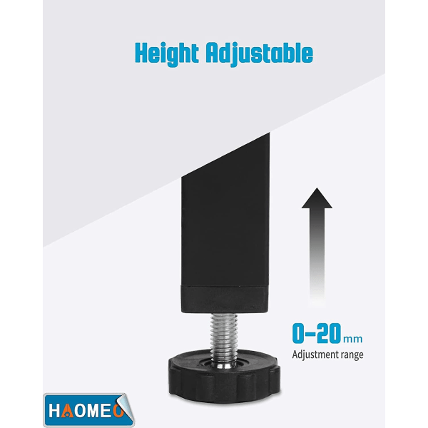 Skru på metalsengsben Universal møbelben, Justerbar højde: 20cm(+2cm), Firkant 3x3,5cm4stk