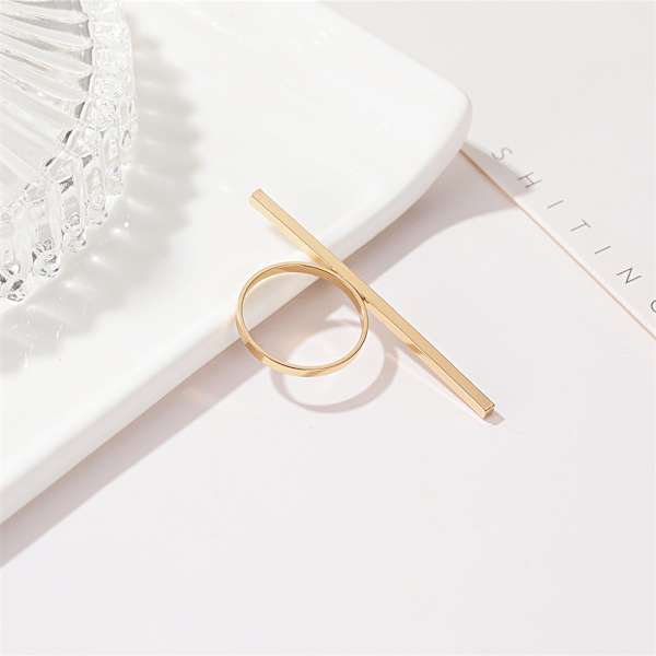 Kvinnors geometriska fingerguld wrap ring guldbar ring