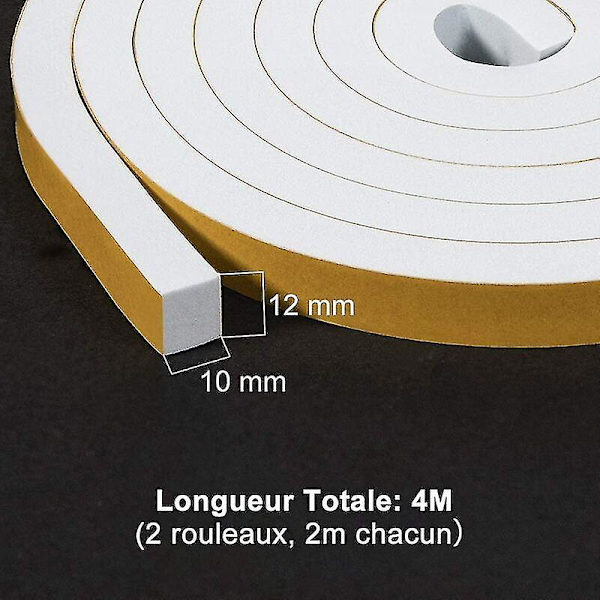Klæbende tætning til døre indgangsvindue 2 ruller gummiskum isoleringstætning 12mm X 10mm X 2m stødsikker tætning mod