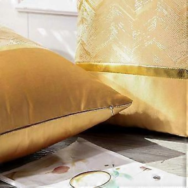 2 stk. dekorative pudebetræk med guld bølgedesign, blødt polyesterstof til sofa, soveværelse, stue