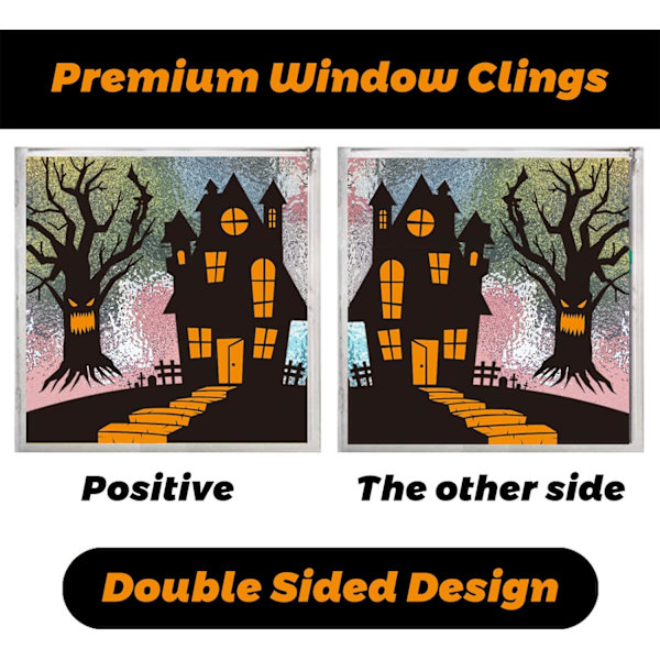 Halloween Vindue Stickers Dekoration PVC Dobbeltsidet Genanvendelig Ha