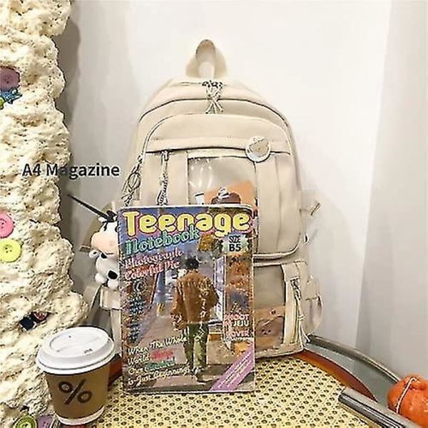 Kawaii-reppu pinsseillä Kawaii-koulu reppu Söpö esteettinen reppu Söpö Kawaii-reppu kouluun