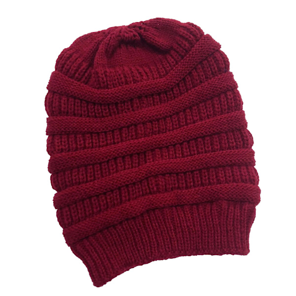 Talvinen neulottu pipo naisille, silkkisatiinivuorattu paksu pipo pehmeä joustava kaapeli neulottu lämmin löysä pipo hattu（Maroon）
