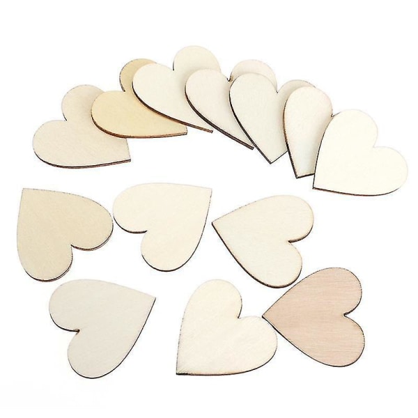 100pcs 5cm Wood Heart Cutouts Wooden Heart Slices Wooden Tree Pieces Decoration Blank Diy Crafts