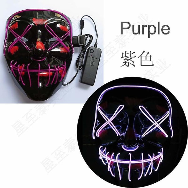 Stitches Scary Led Mask Halloween Cosplay Festival Party（Lila）