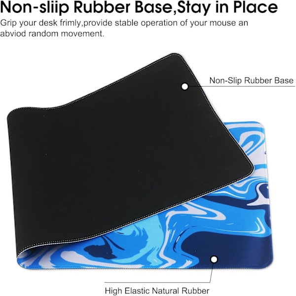 Gaming mussemåtte med blød og glat overflade og skridsikker gummibase lavet af blødt stof 800x300x3 mm blå