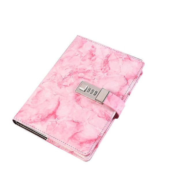 Marmor Dagbog Med Lås Hemmelig A5 Journal Med Lås Og Søde Notesbøger（Pink）