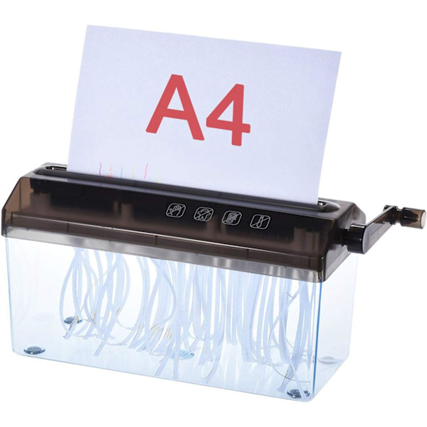 A4-papirshredder - manuell håndpapirshredder for dokumenter - håndlaget