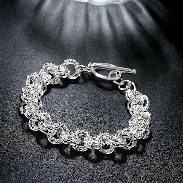 Vacker Charm Mode Bröllop Kvinnor Lady Solid Chain Armband Smycken