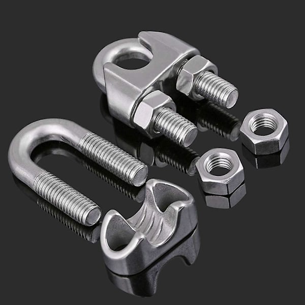 M5 Kabelbinders U-bøyle Bolt Kabelklemme 304 Rustfritt Stål Kabelklemme Sadel Wire Rope Clips 10 stk