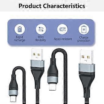 6A USB till USB 5pin/USB C Datakabel Strömladdningssladd Stöd Dataöverföring för Typ C/USB 5pin Surfplattor Telefoner Micro-USB