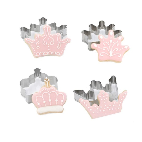 Kakeform 4 stk/sett Krone Konge Dronning Prinsesse Former i rustfritt stål Kakeform Fondantform