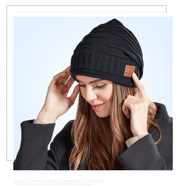 Stickad mössa trådlös Bluetooth V5.0 samtal stereo musik butik mössa