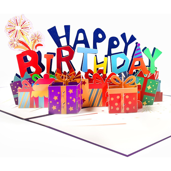 Happy Birthday-kort, 3D pop-up-kort til alle lejligheder, 3D fødselsdagskort