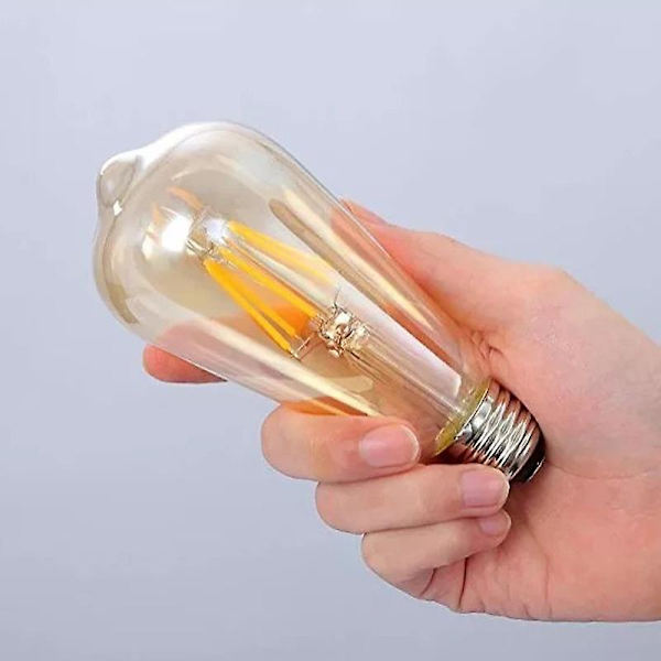 Led-lyspærer 6-pakninger, Edison-lyspære 6w Base Vintage Led-pærer, Ravfargede pærer Varmt hvitt lys