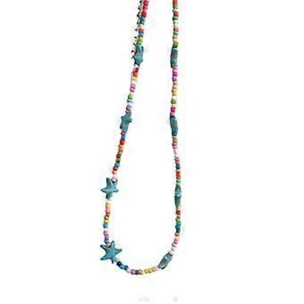 Meritähden Muotoinen Kaulakoru Helmillä Naisille, Tyylikäs Kesäinen Meriaiheinen Solisluuketju Blue Starfish Neckla