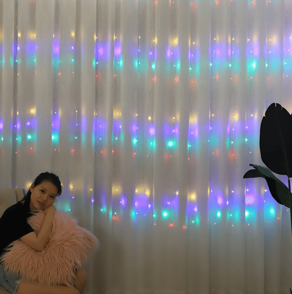 Smart USB Musikk Stemmestyring RGB Lysgardin LED Gardinlys