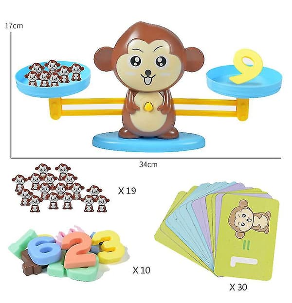 Balance Counting Cool Math Games - Stem Legetøj Til Småbørn（Brun abe）
