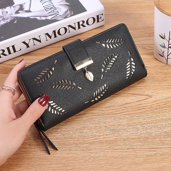 Fashion Hollow Leaf Women's Wallets Casual Pu Leather Wallet Solid Col