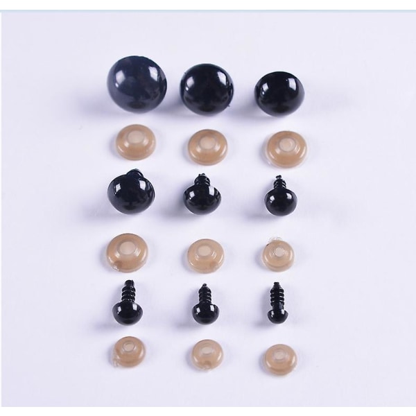 100 stk brune plast sikkerhetsøyne DIY sytilbehør for dukkebjørn utstoppede dyr Teddy Puppet Making 9MM