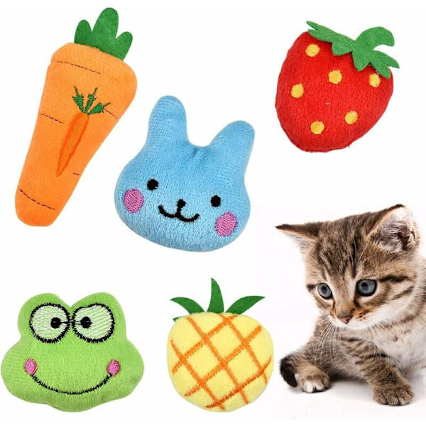 5 st katt leksak plysch leksak kattmynta form frukt djur interaktiv tuggleksak för rengöring av tänder främja känslor underhålla