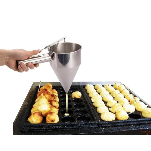 Kagepopform dejdispenser til pandekager rustfrit stål tragt med hylde