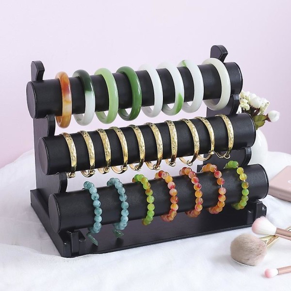 3-bars armbandshållare för halsband Smyckesställ och organizer (svart)