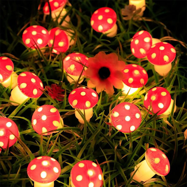 1,5 m 10 LED-valonauha, söpö sienivalo, paristokäyttöinen sienivalo