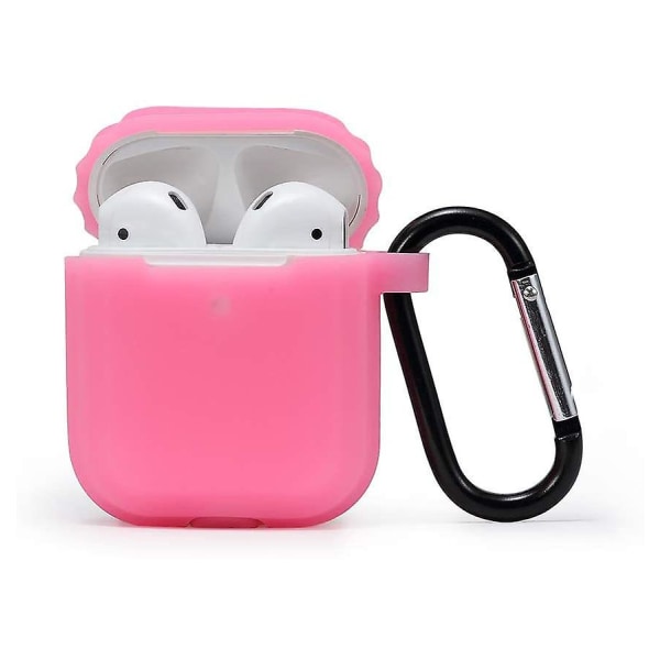 Kotelo Airpods 2 & 1 -yhteensopiva, etupaneeli näkyvissä, koukulla (vaaleanpunainen)