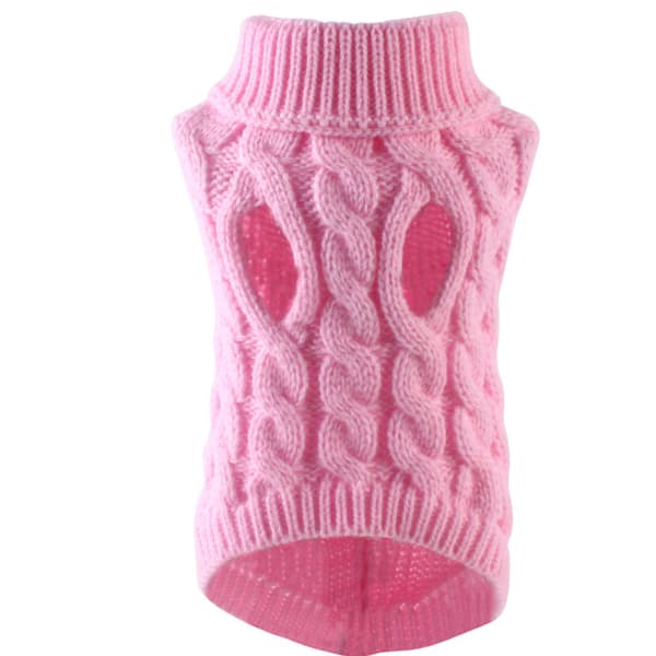 Liten hund vinter varm tröja (rosa)（M)