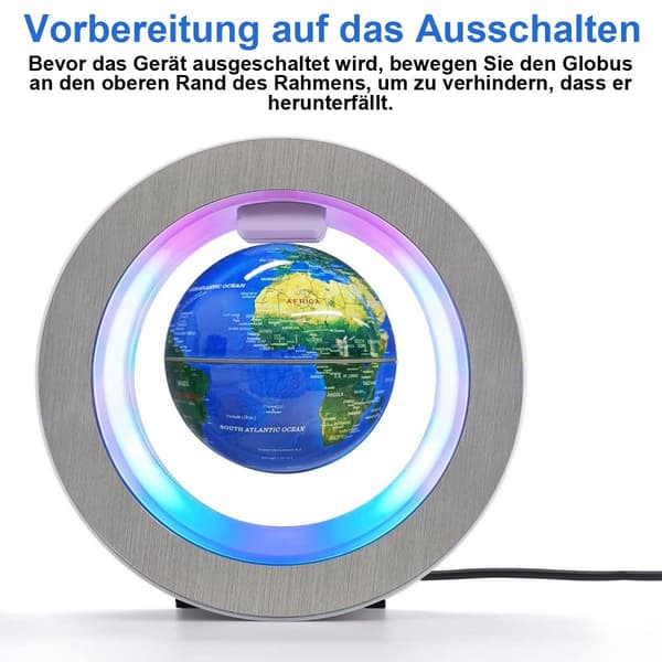 LED Dekorativt Objekt Magnetisk Flydende Globus - O-Ring Globus med