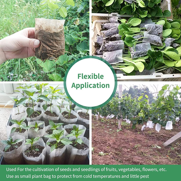 100 st (15ⅹ23cm) Växtpåsar Seedling Grow Bag Biologiskt nedbrytbar non-woven påse plantskola påsar Nedbrytbar tyg Växtpåse för plantor och växter