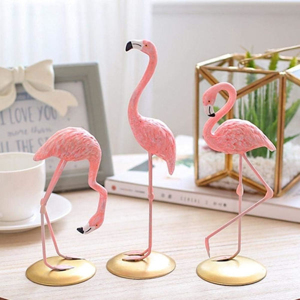 Flamant Rose Dekoration Figurine aus Harz Flamingo Ornament Figu