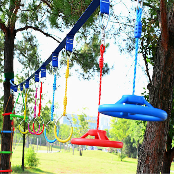 1-pakke Ninja Wheel Obstacle for Kids - Ninja Warrior Obstacle Course for Kids Ninja Slackline Kits - Rød