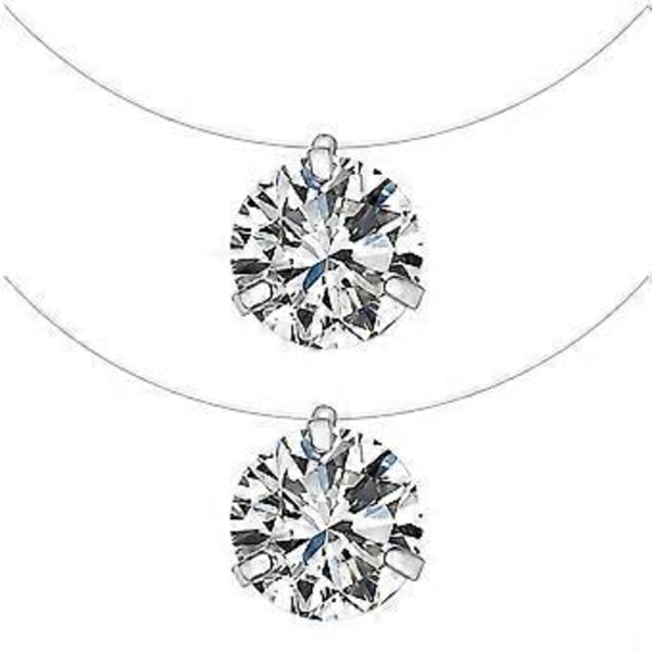 2 st Flick Smycken Osynlig Fiskelina Halsband Zirkon Hänge Halsband Smycken
