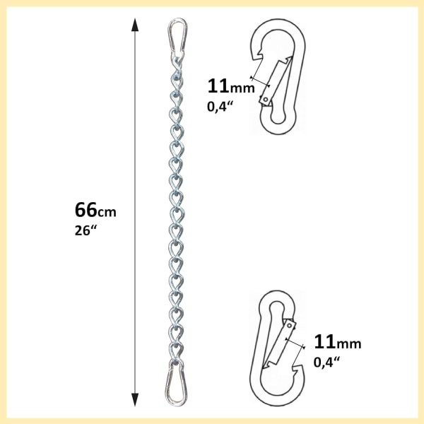 Kæde med to karabinhager, variabelt ophæng til hængekøjestol