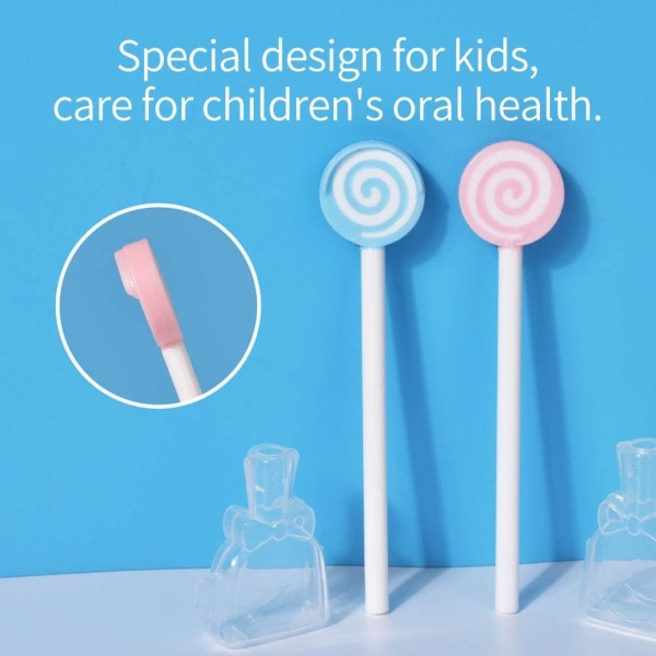 Kids Tongue Cleaner Brush Pink,Sky Blue (2 Packs)  -Lollipop Shap