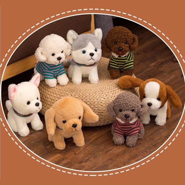 20cm Vit Söta Simulering Hund Pudel Teddy Plysch Leksaker Valp Fylld Dock