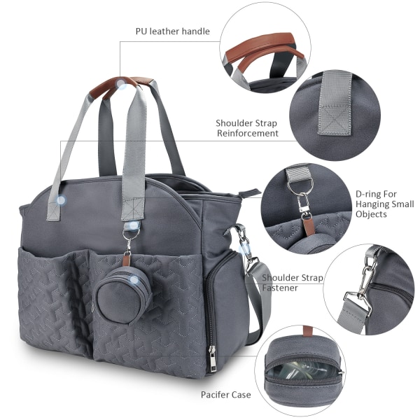 Dark gray baby bag for breast pumps