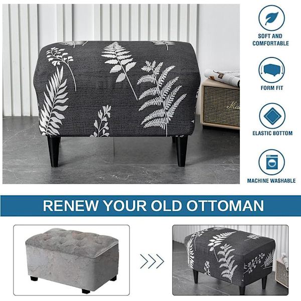 1PC (Vita lakan) Ottoman-överdrag Rektangulärt stretch Ottoman-överdrag
