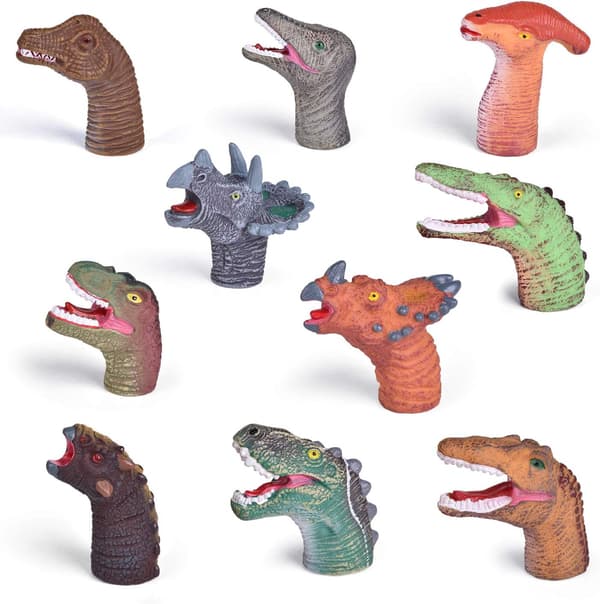 10 stk. Dinosaur Finger Puppet Gummi til børn, blød realistisk