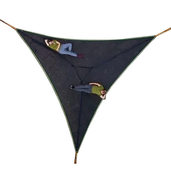 Stor luftcampinghängmatta, bärbar hängmatta för flera personer, svart